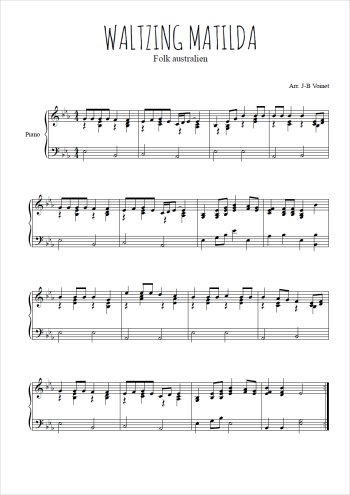 Téléchargez l'arrangement pour piano de la partition de Waltzing Matilda en PDF